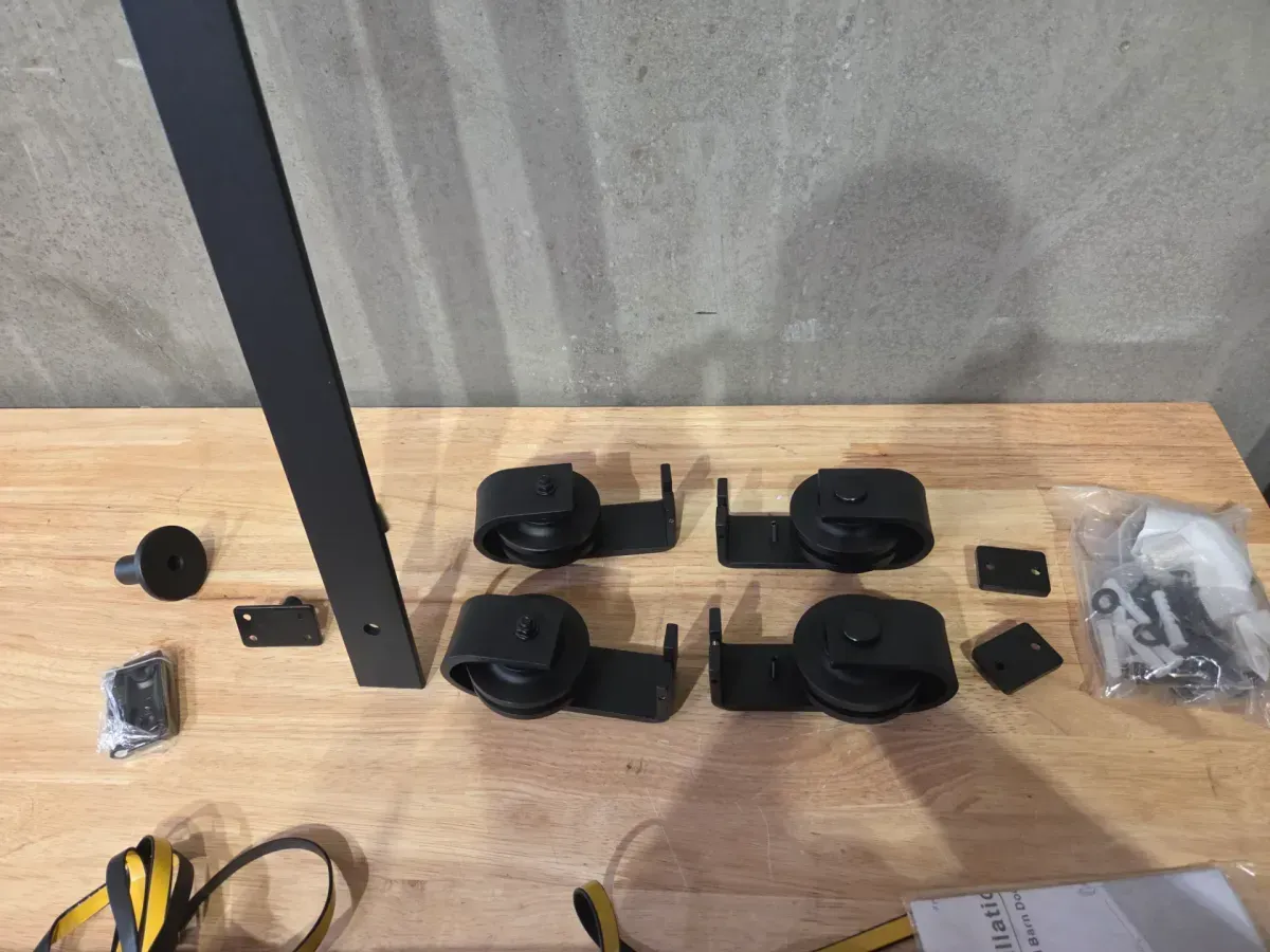 51 in. Black Double Bi-Fold Top Mount Sliding Barn Door Track and Hardware Kit-Door Not Included - image 2