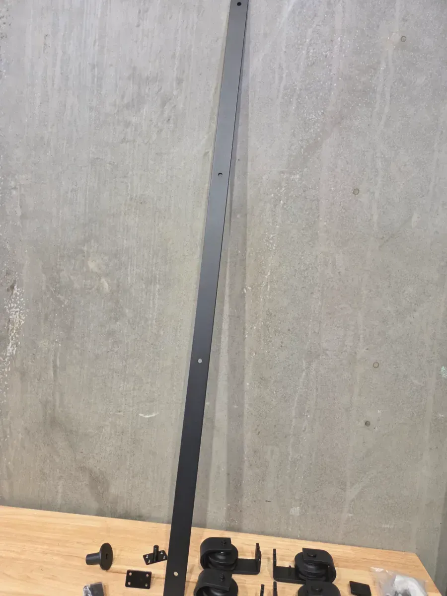 51 in. Black Double Bi-Fold Top Mount Sliding Barn Door Track and Hardware Kit-Door Not Included - image 3