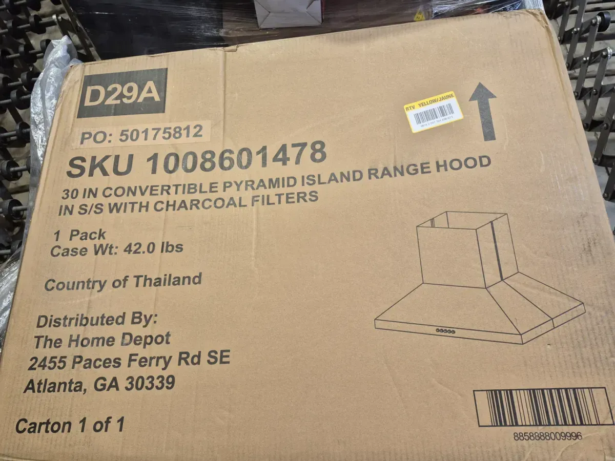 Siena 30 in. 350CFM Convertible Kitchen Island Pyramid Range Hood in Stainless Steel w/ Charcoal filters and LED Lights - image 2