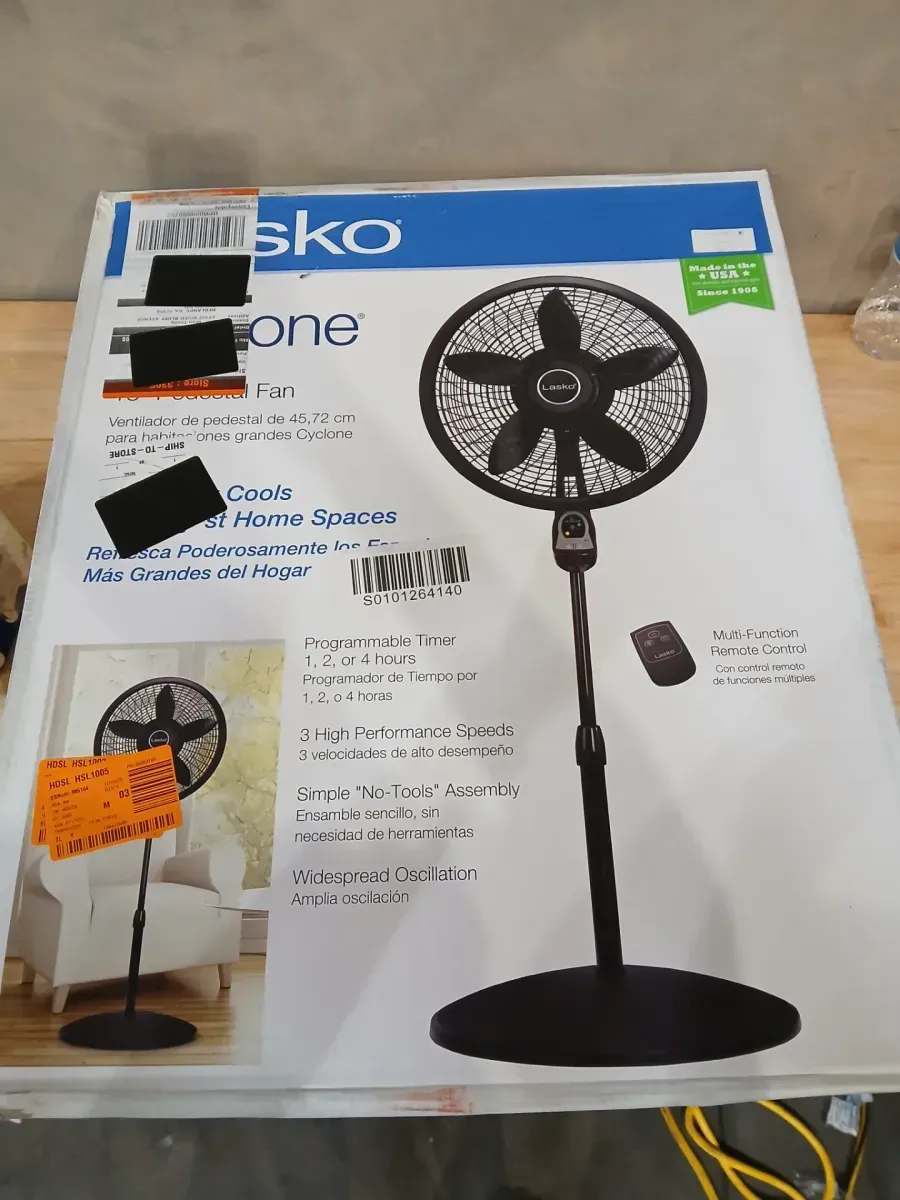 Cyclone 18 in. 3 Speed Oscillating Pedestal Fan for Home in Black with Adjustable Height, 4-Hour Timer and Remote - image 3