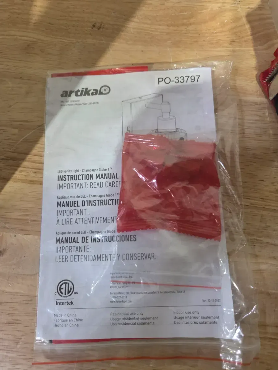 Champagne Globe 5 in. 1-Light Black and Gold Modern Dimmable Integrated LED 5 CCT Wall Sconce for Bathroom - image 5