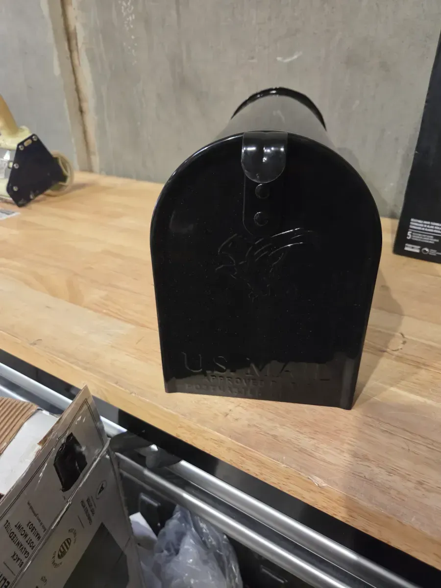 Elite Black Medium Steel Post Mount Mailbox, Aluminum Top Mount Post and 2 lb. PostFix Mix Combo - image 2