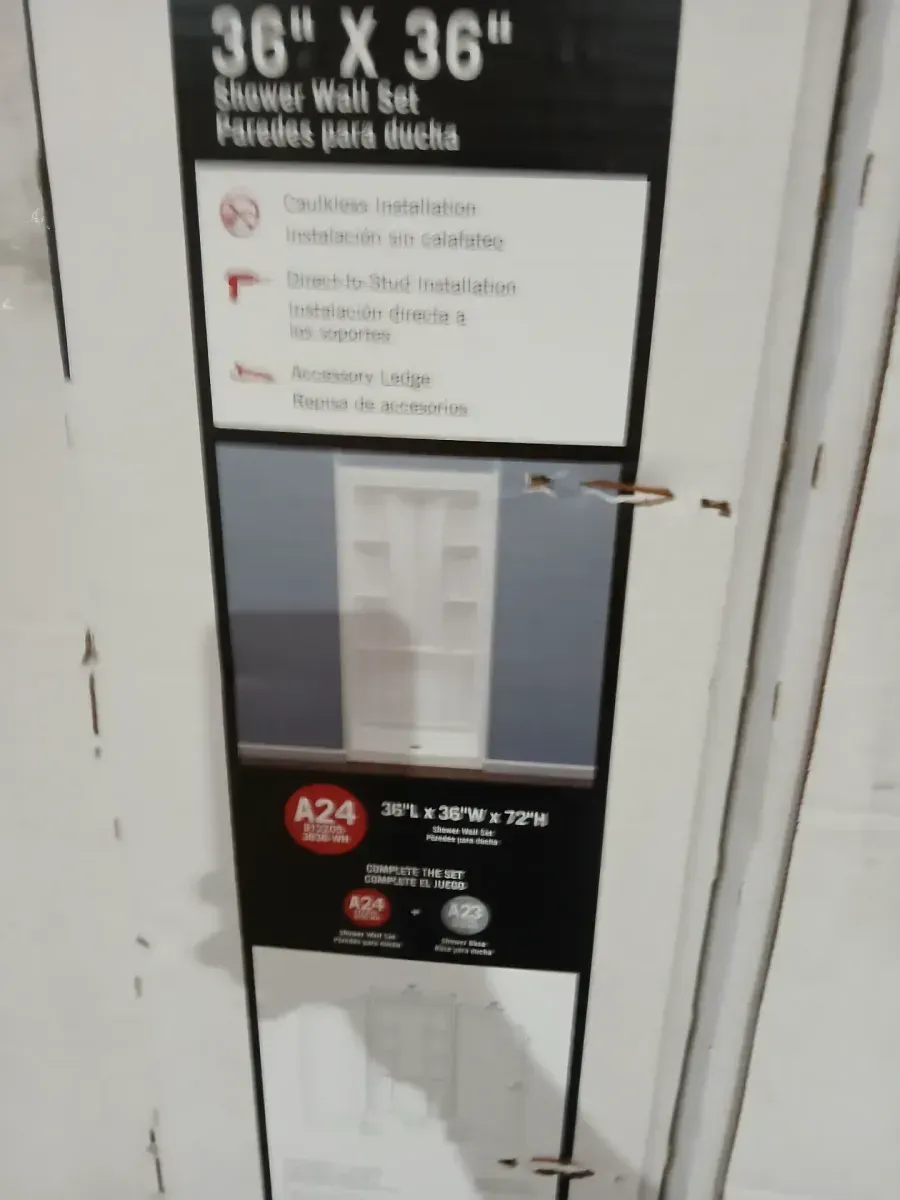 *** Pallets of bathroom wall tiles, various sizes *** Classic 500 32 in. W x 73.25 in. H x 32 in. D 3-Piece Direct-to-Stud Alcove Shower Surrounds in High Gloss White - image 5