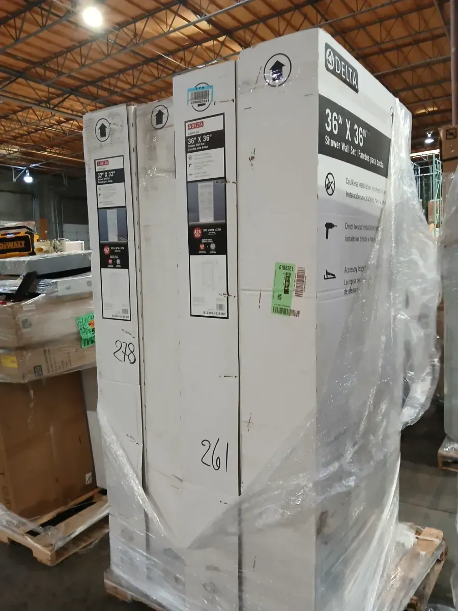 *** Pallets of bathroom wall tiles, various sizes *** Classic 500 32 in. W x 73.25 in. H x 32 in. D 3-Piece Direct-to-Stud Alcove Shower Surrounds in High Gloss White - image 4