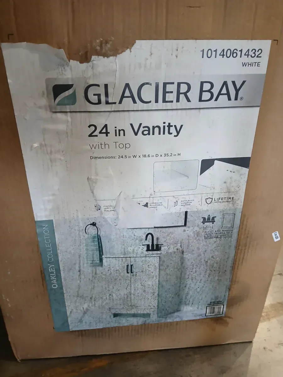 Oakley 25 in. Single Sink White Bath Vanity with White Cultured Marble Top (Assembled) - image 2