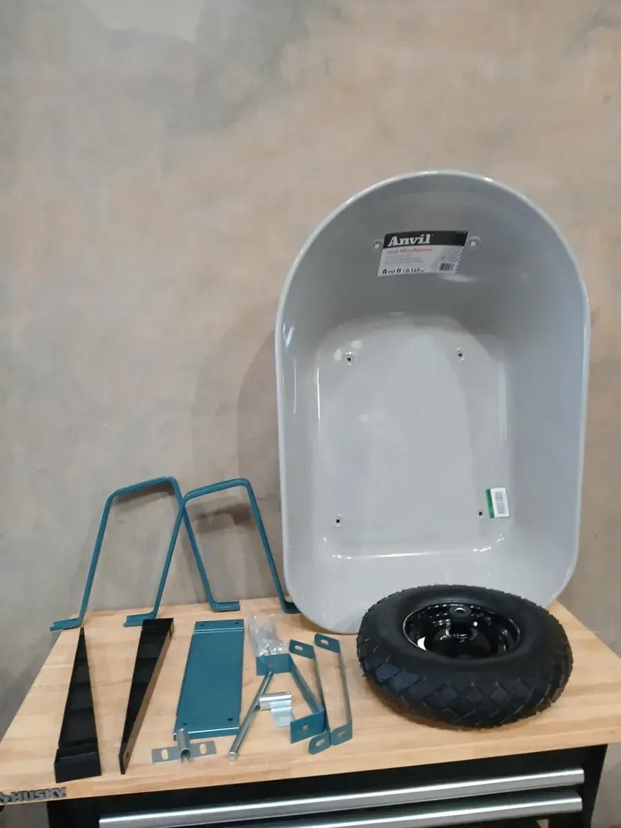 6 cu. ft. Steel Wheelbarrow, 47 in. Bow Rake, Transfer Shovel, Digging Shovel and 24 in. Poly Leaf Rake Combo - image 3