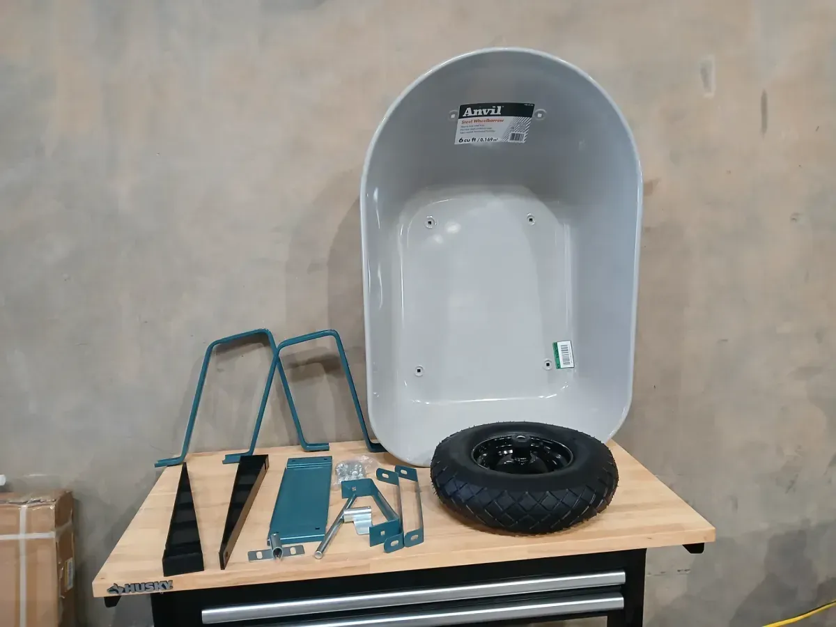 6 cu. ft. Steel Wheelbarrow, 47 in. Bow Rake, Transfer Shovel, Digging Shovel and 24 in. Poly Leaf Rake Combo - image 5