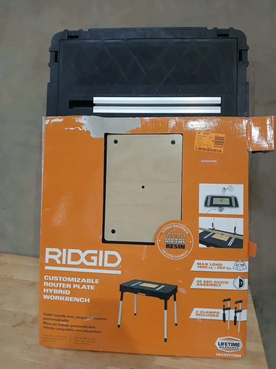 22 in. W x 34.6 in. D Portable Work Table with Plastic Top and Wood Router Plate - image 4