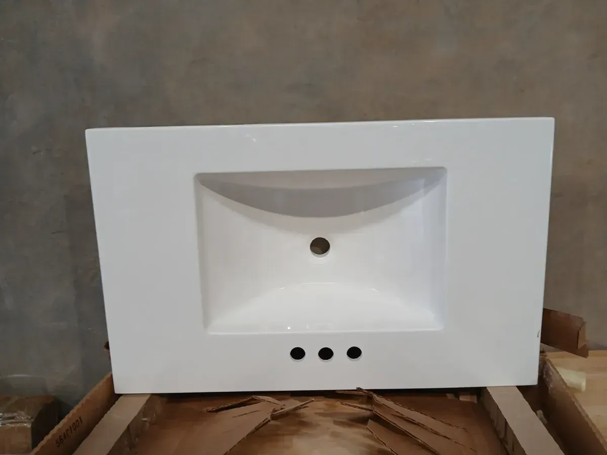 30-Inch Navy Blue Single-Sink Bathroom Vanity with White Countertop - image 5