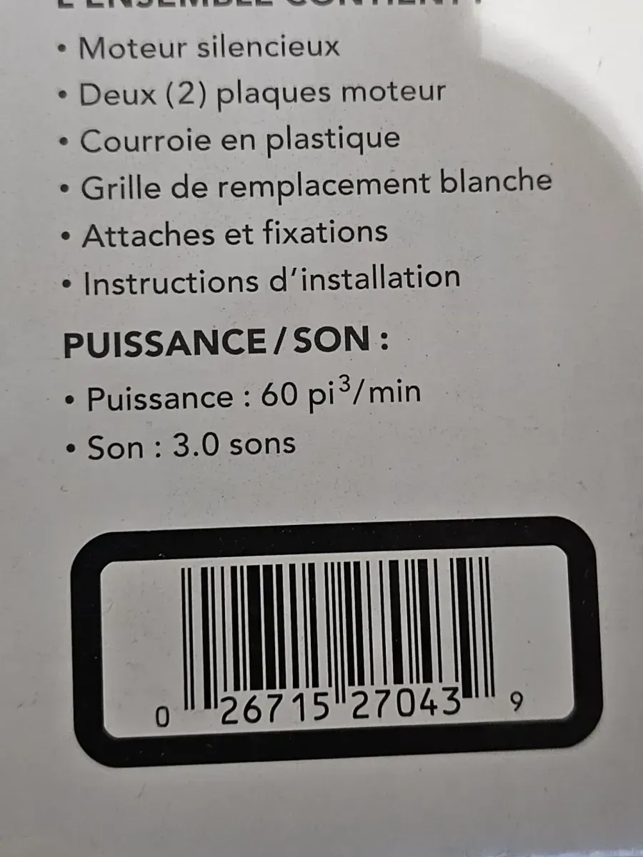 Broan-NuTone QuicKit 60 CFM 3.0 Sones Bathroom Replacement Motor and Grille/Cover - image 4