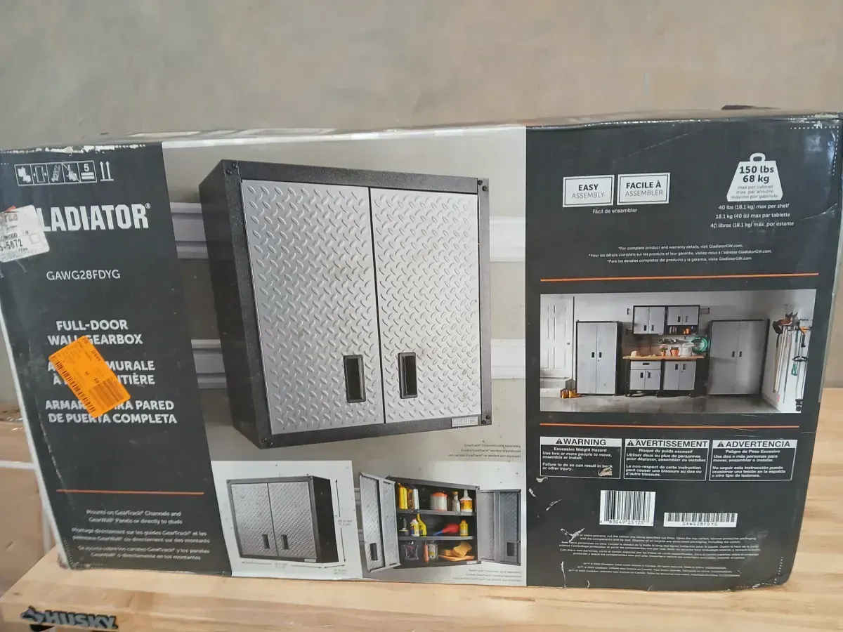 Steel 1-Shelf Wall Mounted Garage Cabinet in Silver Tread (28 in W x 28 in H x 12 in D) - image 3