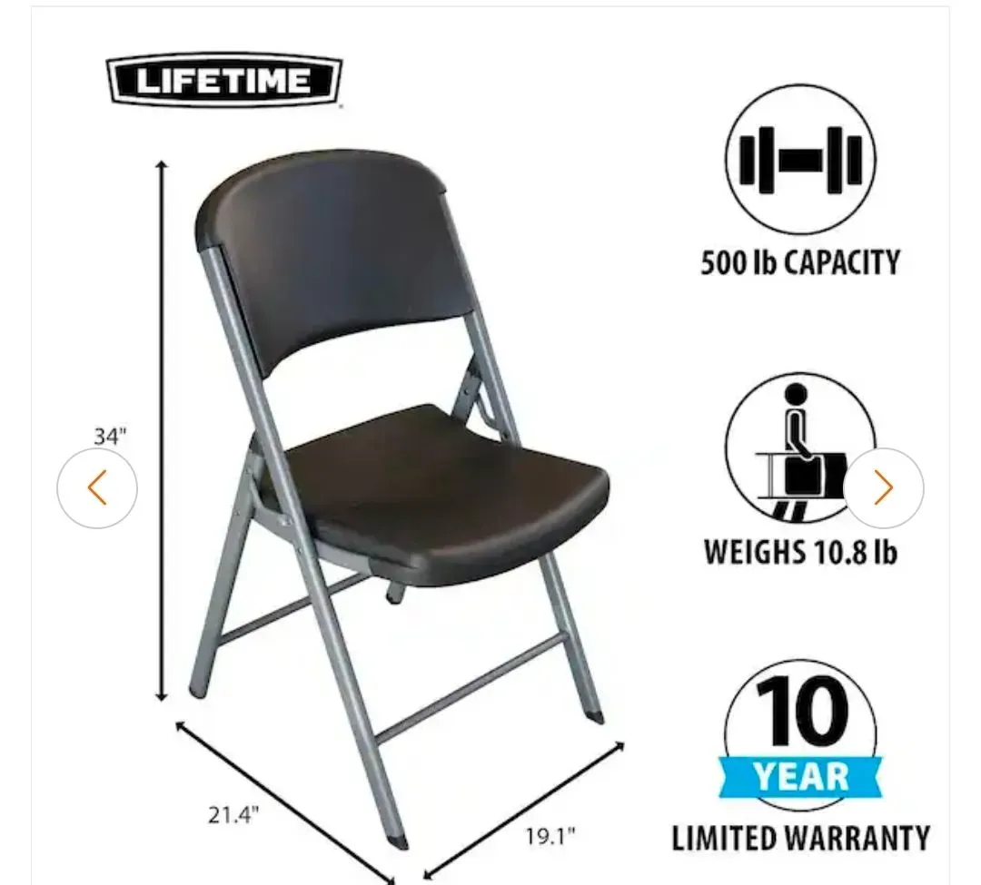 Black Plastic Seat with Metal Frame Folding Chair (Set of 2) - image 1