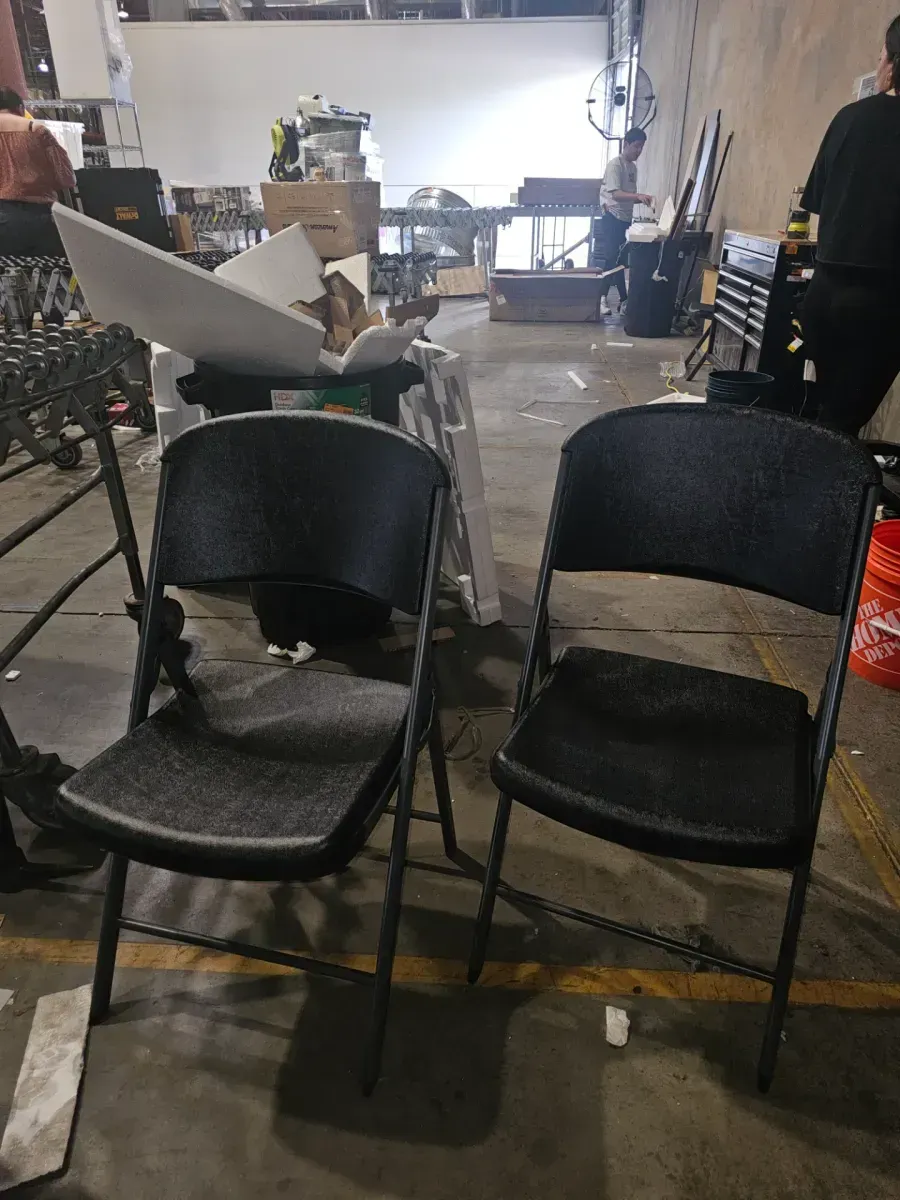 Black Plastic Seat with Metal Frame Folding Chair (Set of 2) - image 4