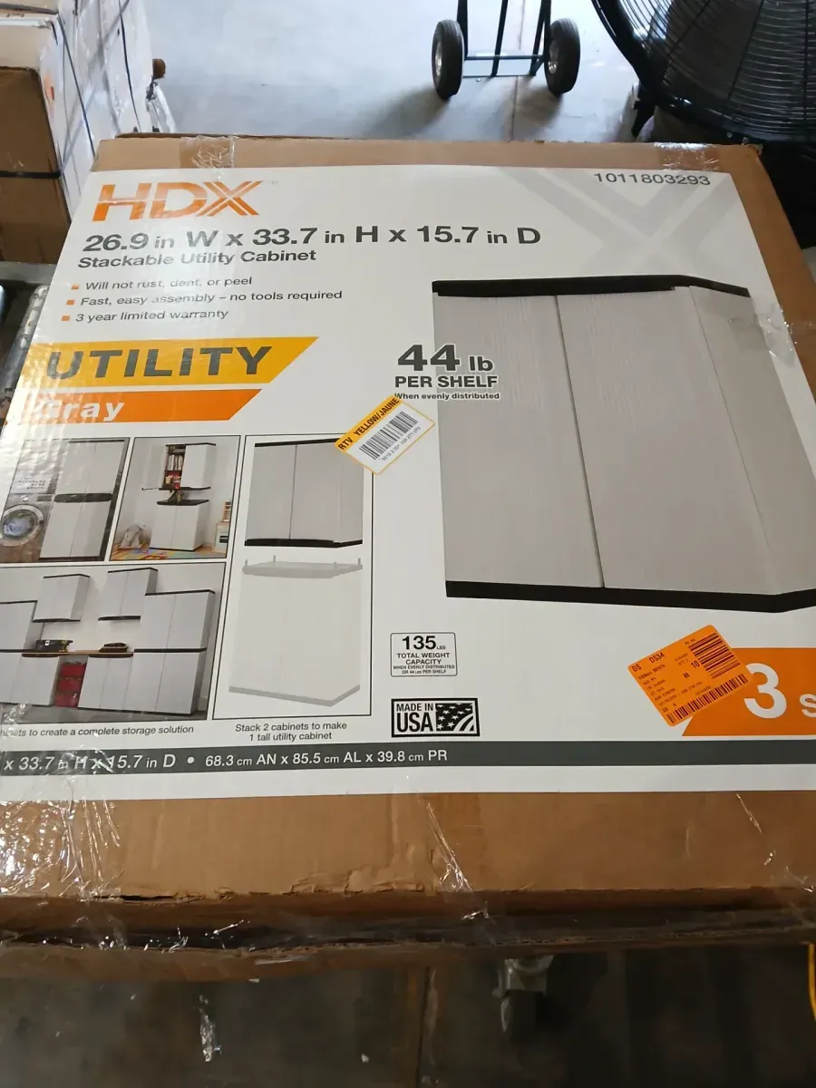 Premium Grey Resin Freestanding Cabinet Combo: 35 in.x71.7 in.x18.5 in. 4-Shelf & 26.9 in.x33.8 in.x15.8 in. 2-Shelf - image 4