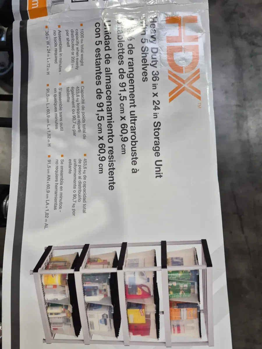 HDX 5-Tier Easy Assembly Multi-purpose Plastic Garage Storage Shelving Unit in Gray (36 in. W x 72 in. H x 24 in. D) - image 2