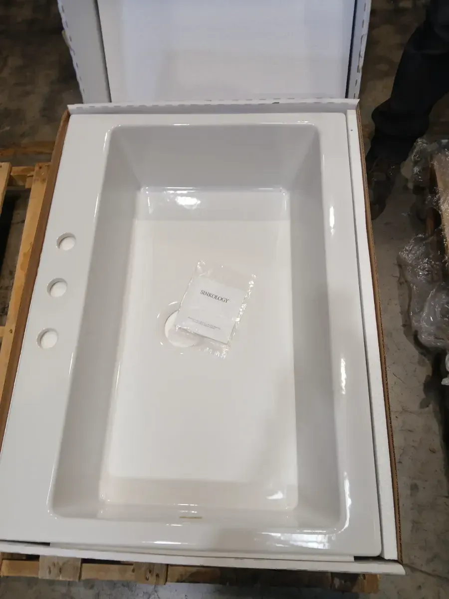 Josephine 34 in. 3-Hole Quick-Fit Farmhouse Apron Front Drop-in Single Bowl Crisp White Fireclay Kitchen Sink - image 2