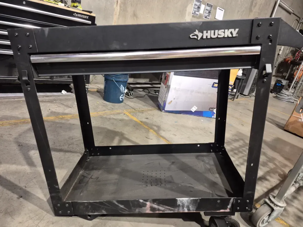 *** It is missing the two large tires *** 36 in. 1-Drawer 2-Tray Black All-Terrain Rolling Utility Cart - image 5