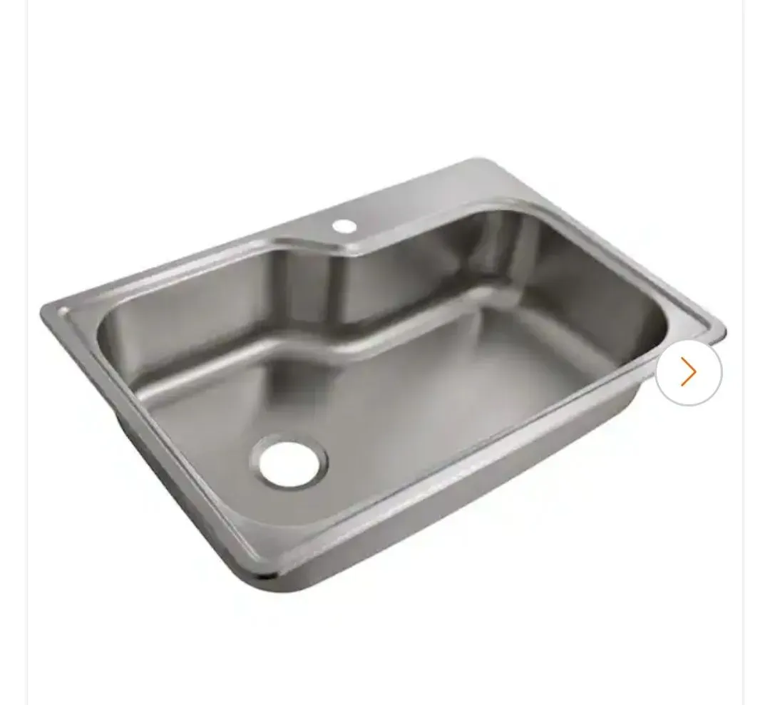 Drop-in Stainless Steel 33 in. 18 Gauge 1-Hole Single Bowl Kitchen Sink - image 1