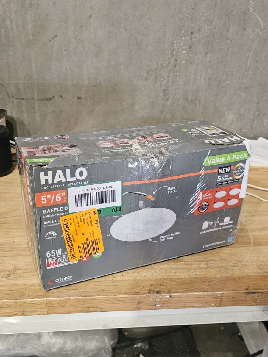 LT 5/6 in. Integrated LED Recessed Light Trim Retrofit Module with Baffle Trim 5CCT 750lm (4-Pack) - image 5