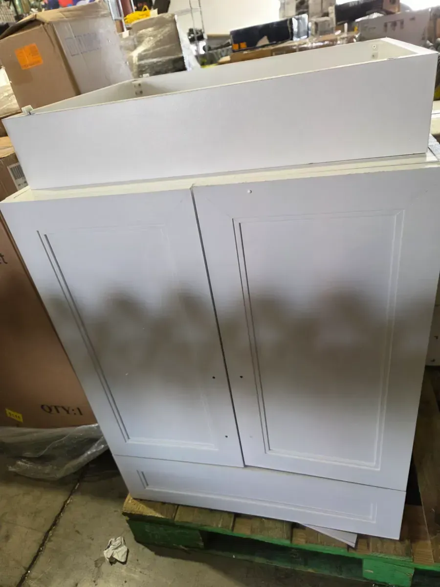 24 in. Drop-In Stainless Steel Laundry Sink with Assembled Cabinet in White with Faucet - image 3