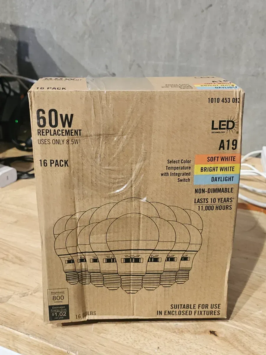 60-Watt Equivalent A19 Non-Dimmable LED Light Bulb with Selectable Color Temperature (16-Pack) - image 5