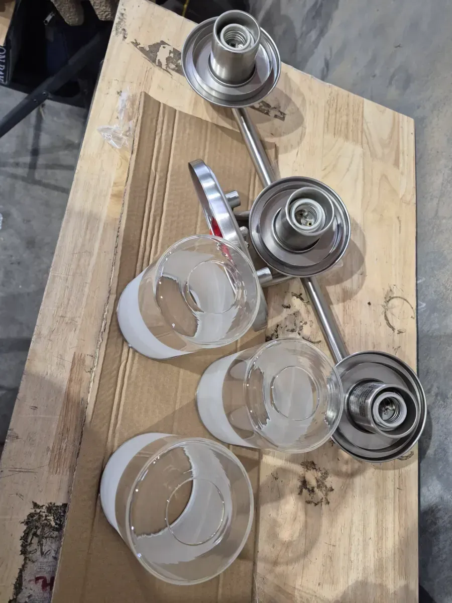 Truitt 23.25 in. 3-Light Brushed Nickel Vanity Light with Frosted and Clear Edge Glass Shades - image 4