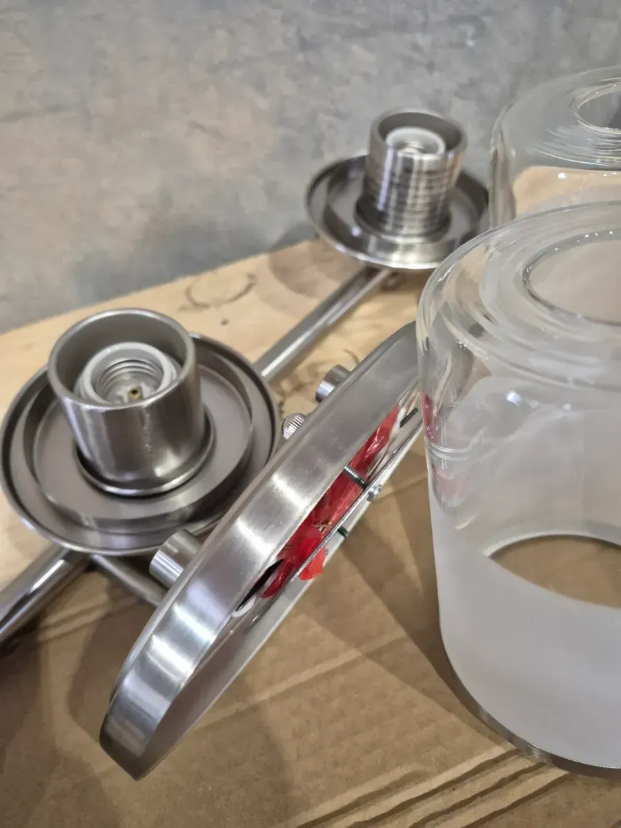 Truitt 23.25 in. 3-Light Brushed Nickel Vanity Light with Frosted and Clear Edge Glass Shades - image 5