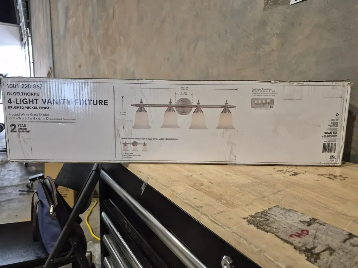 Olgelthorpe 29.8 in. 4-Light Brushed Nickel Bathroom Vanity Light Fixture with Bell Shaped Frosted Glass Shades - image 2