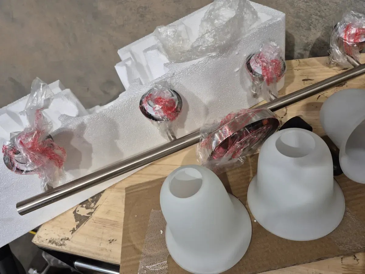 Olgelthorpe 29.8 in. 4-Light Brushed Nickel Bathroom Vanity Light Fixture with Bell Shaped Frosted Glass Shades - image 6