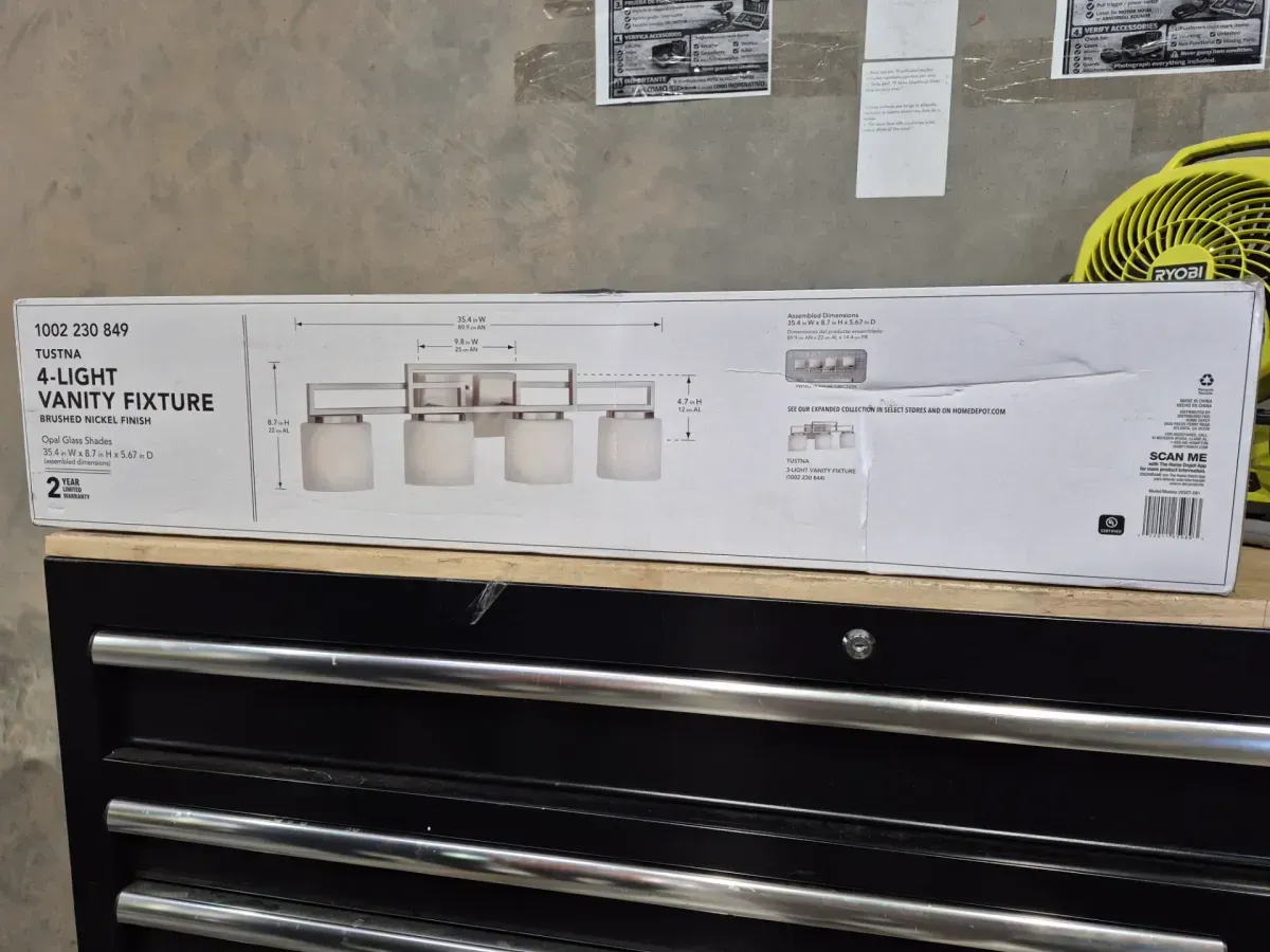 Tustna 4-Light Brushed Nickel Bathroom Vanity Light with Opal Glass Shades - image 2