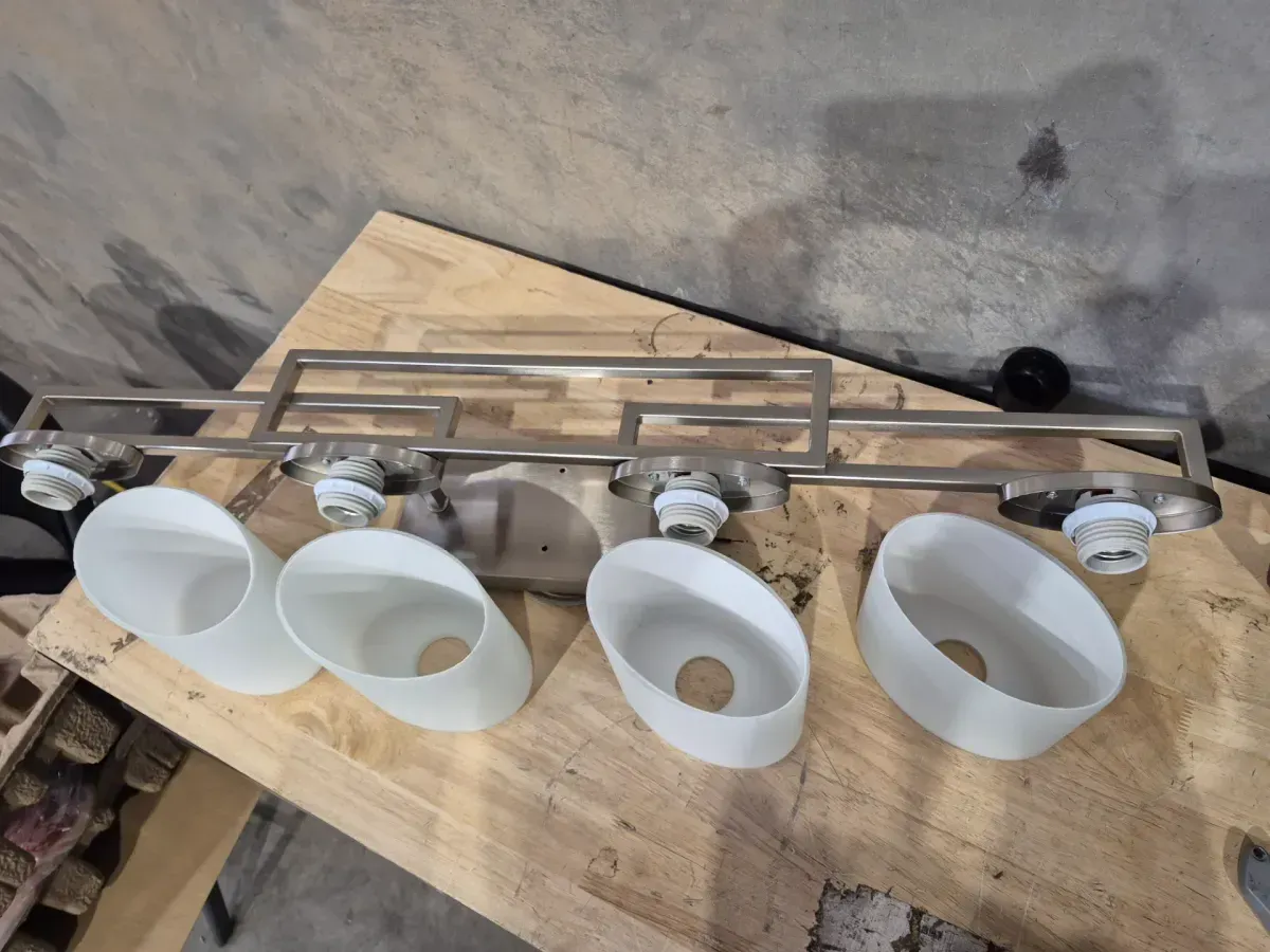 Tustna 4-Light Brushed Nickel Bathroom Vanity Light with Opal Glass Shades - image 4