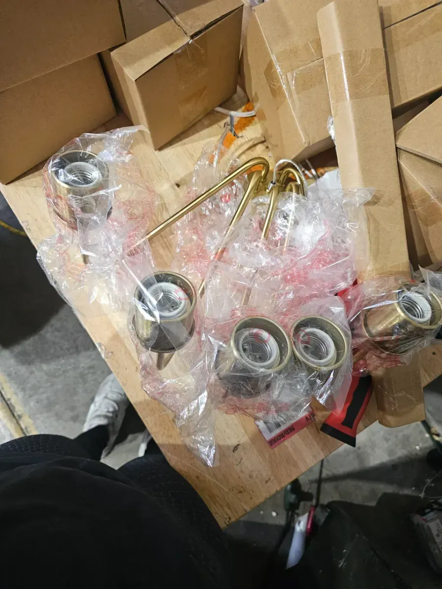 Anaya 5-Light Gold Chandelier Light Fixture with White Glass Shades - image 2