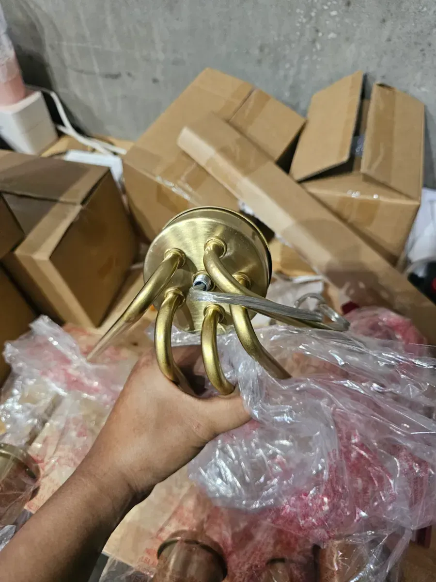 Anaya 5-Light Gold Chandelier Light Fixture with White Glass Shades - image 3