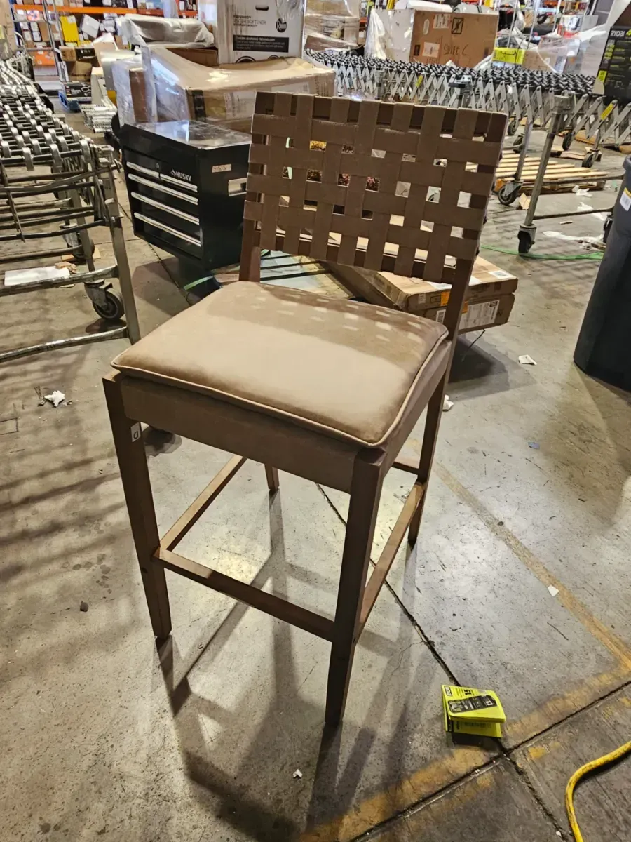 Modern Woven Strap Counter Stool with Natural Wood Frame - image 2
