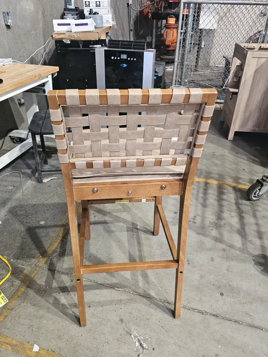 Modern Woven Strap Counter Stool with Natural Wood Frame - image 3
