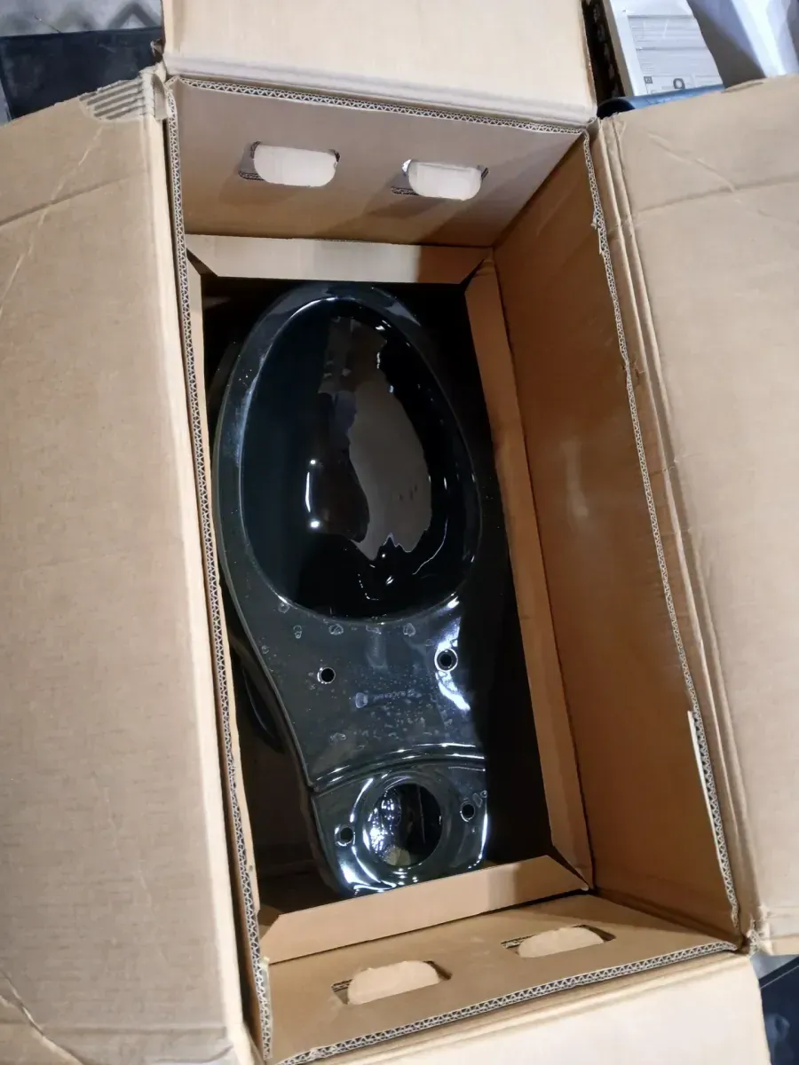 12 in. Rough In Two-Piece 1.28 GPF Single Flush Elongated Toilet in Black, Seat Included - image 2