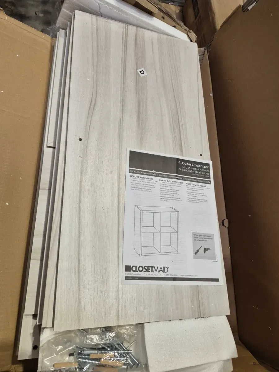 30 in. H x 29.84 in. W x 13.50 in. D Bleached Walnut Wood Large 4-Cube Organizer - image 5