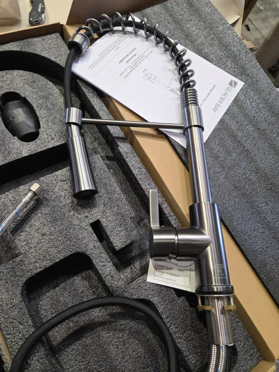 33 in. Drop-In Single Bowl 18 Gauge Gunmetal Black Stainless Steel Kitchen Sink with Black Spring Neck Faucet - image 2