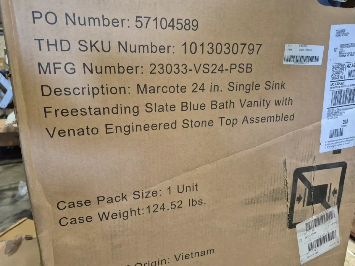 Marcote 24 in. Single Sink Freestanding Slate Blue Bath Vanity with Venato Engineered Stone Top (Assembled) - image 2