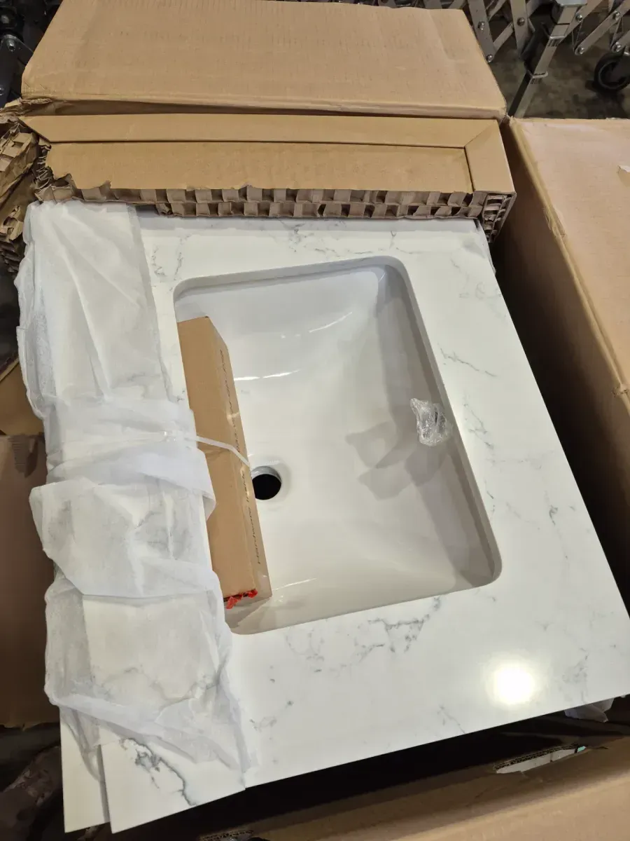 Marcote 24 in. Single Sink Freestanding Slate Blue Bath Vanity with Venato Engineered Stone Top (Assembled) - image 4