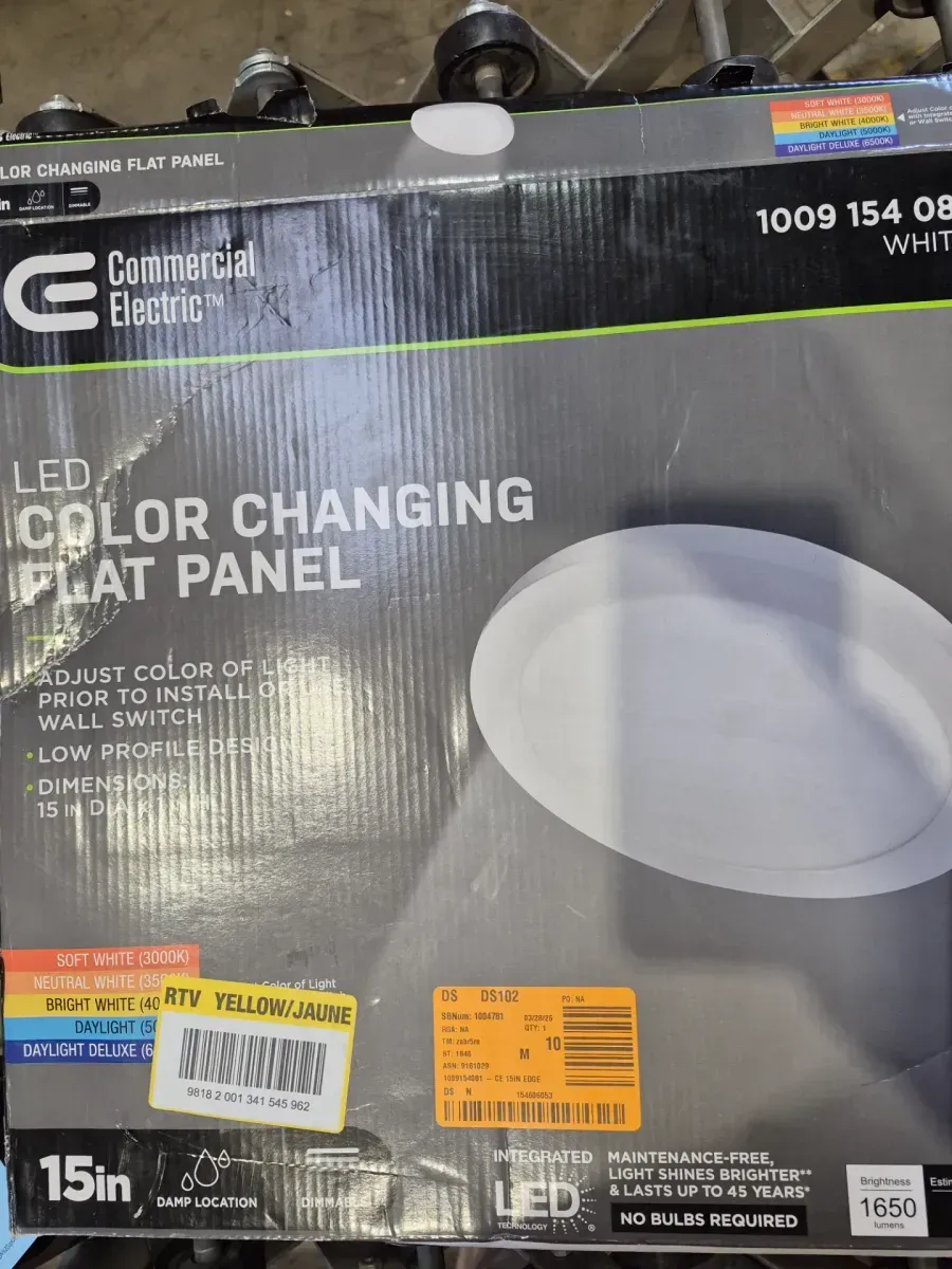 15 in. 22.5-Watt Dimmable White Integrated LED 1650 Lumens Round Flat Panel Flush Mount Ceiling Light Color Change 5CCT - image 2