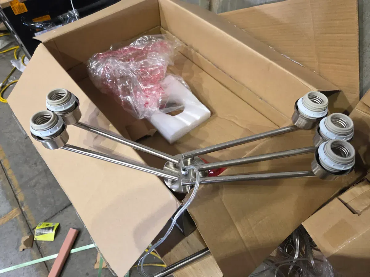 5-Light Brushed Nickel Chandelier Light Fixture with Frosted Glass Shades - image 3