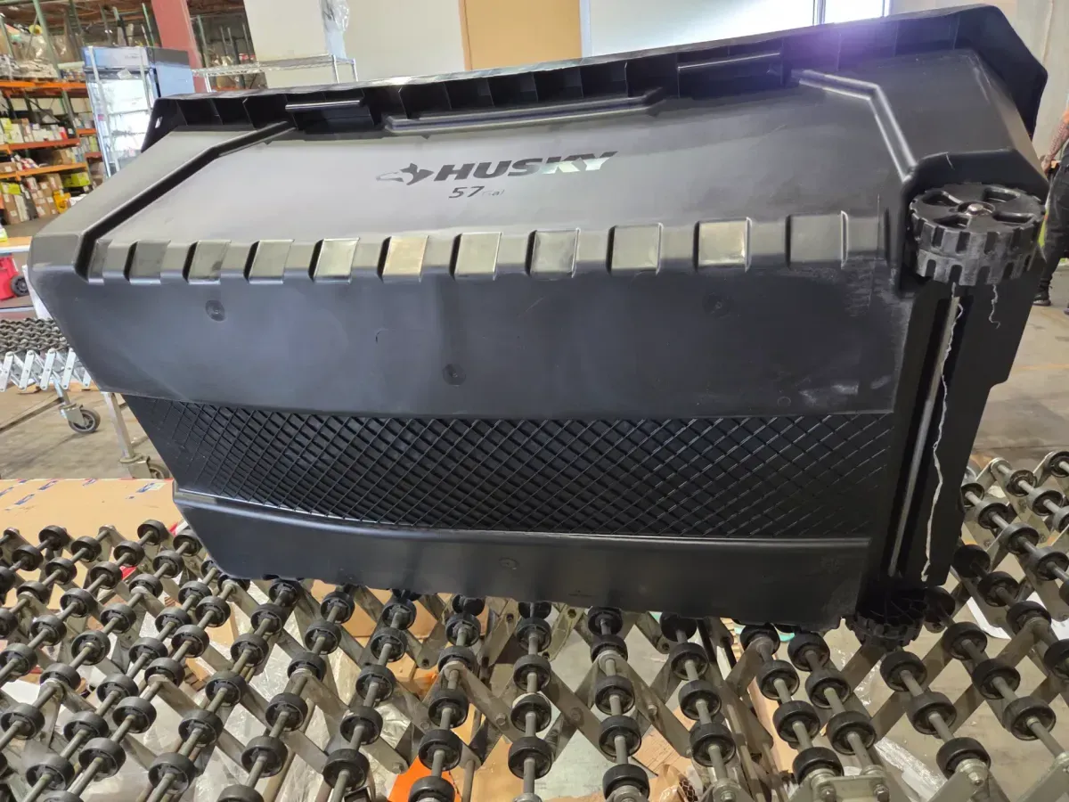 57 Gal. Pro Grip Storage Tote with Wheels in Black  - image 3