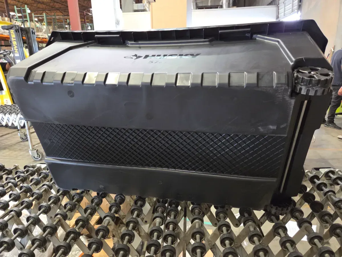 57 Gal. Pro Grip Storage Tote with Wheels in Black  - image 3