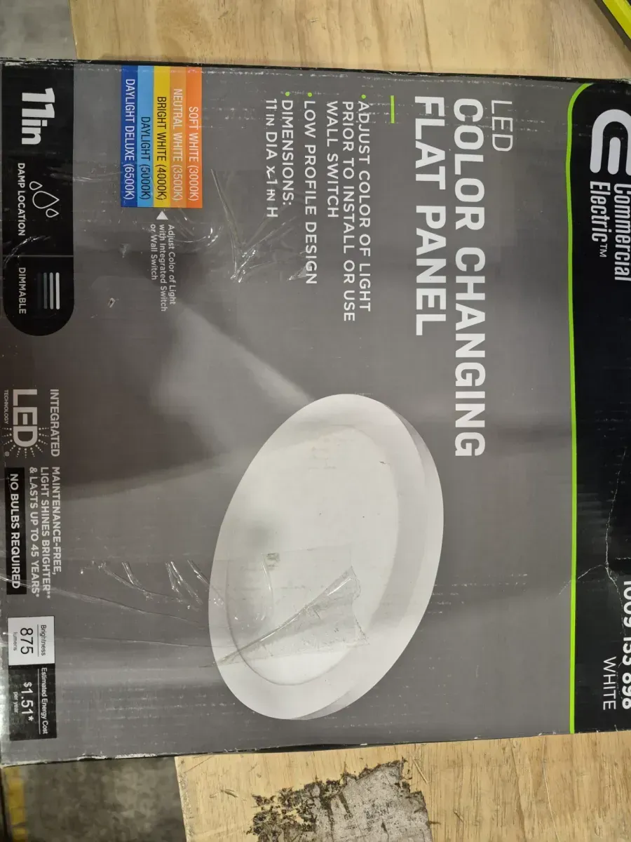 11 in. 12.5-Watt Dimmable White Integrated LED 875 Lumens Round Flat Panel Flush Mount Ceiling Light Color Change 5CCT - image 2