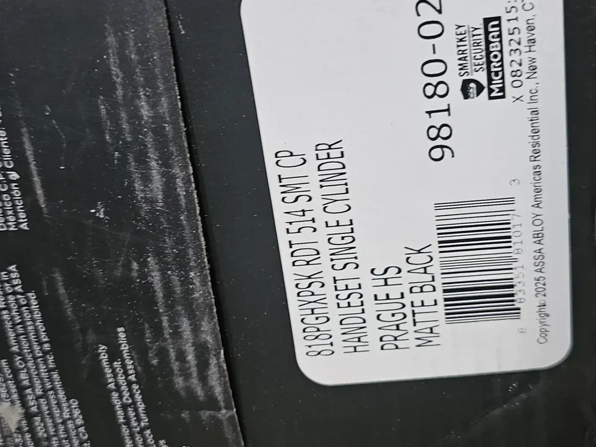 Prague Matte Black Single Cylinder Entry Door Handleset with Round Pismo Knob Featuring SmartKey Security - image 5