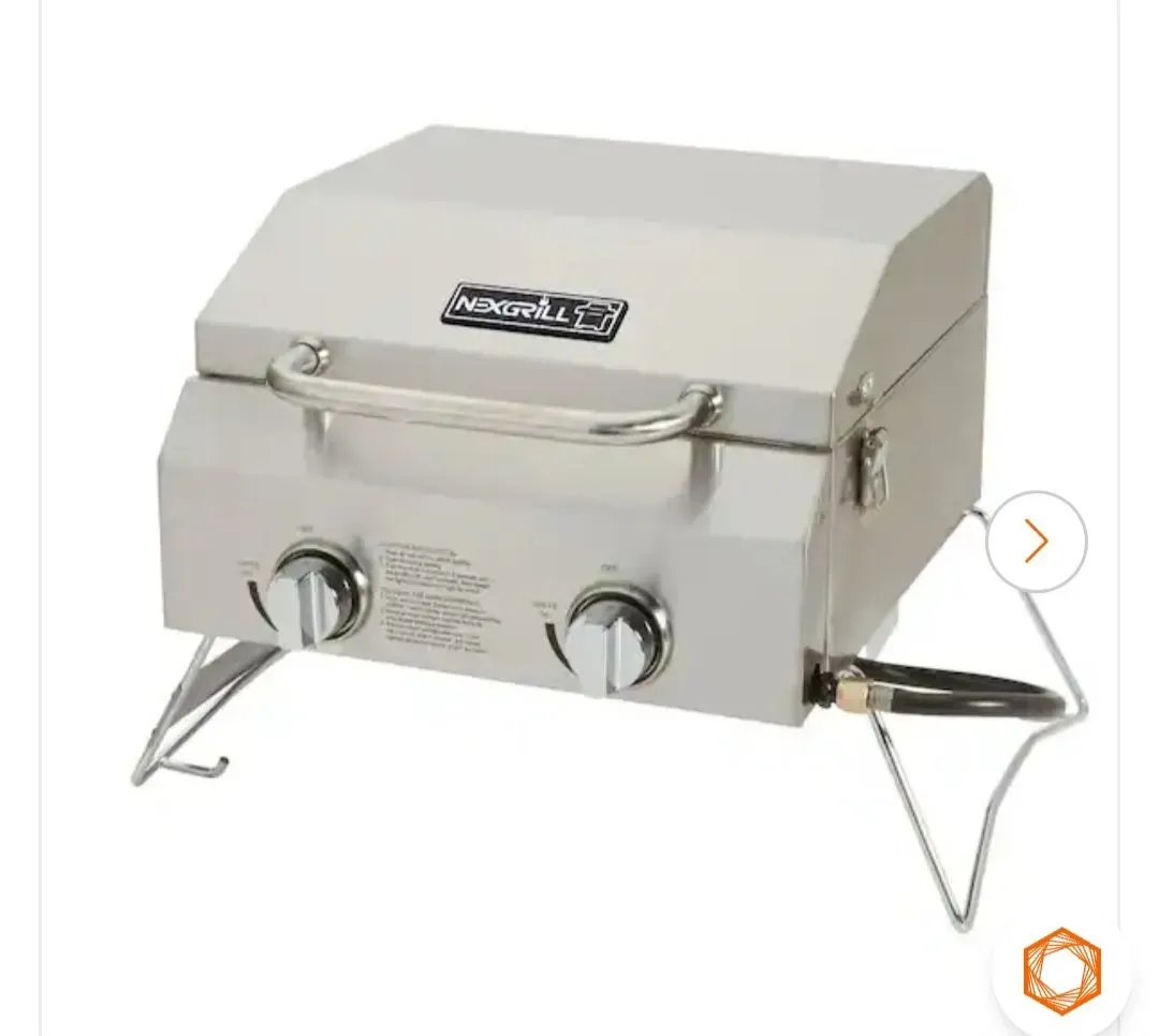 2-Burner Portable Propane Gas Table Top Grill in Stainless Steel - image 2