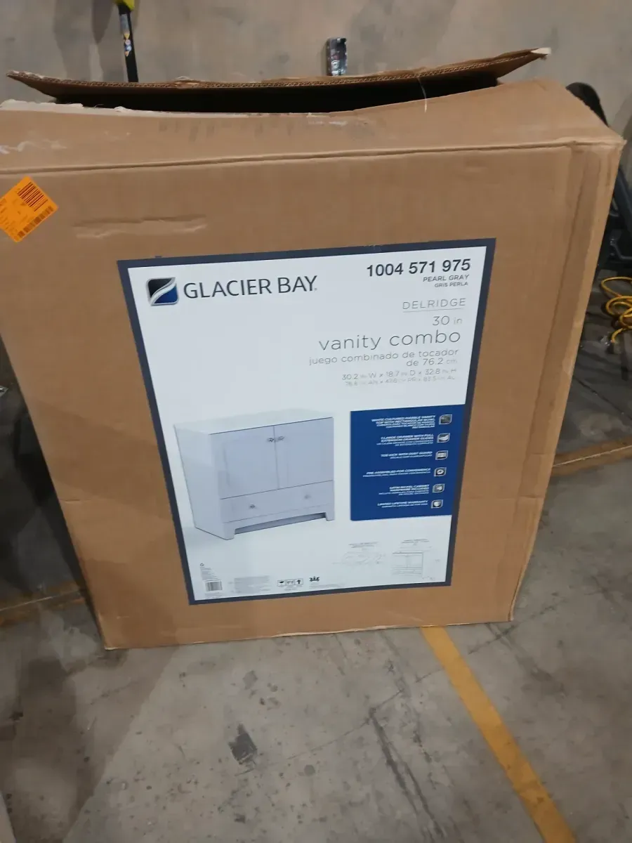 Delridge 31 in. Single Sink Pearl Gray Bath Vanity with White Cultured Marble Top (Assembled) - image 2