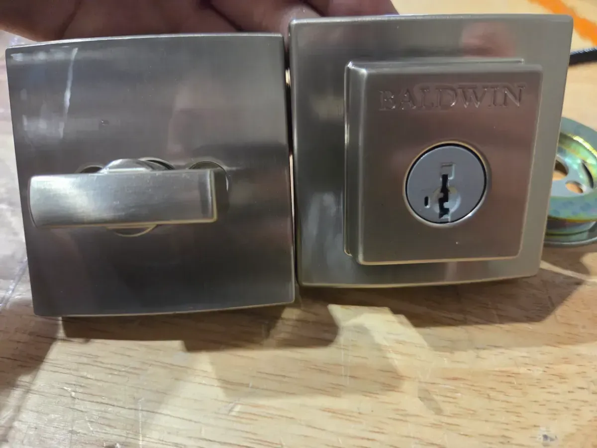 Baldwin Contemporary Square Single Cylinder Deadbolt in Satin Nickel - image 1