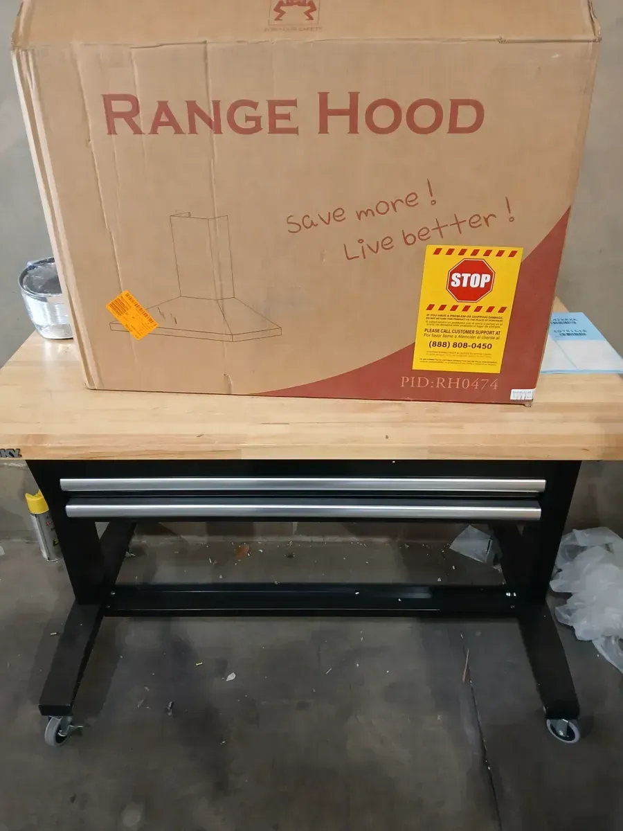 Black Wall-Mounted Chimney Style Range Hood with Charcoal Filters - image 2